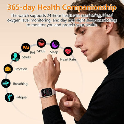 Smart Watch for Women Men with Text and Call, 2025 New AI Smartwatches with Heart Rate/SpO2/Sleep/Stress Monitor, 100+ Sports Modes, GPS Fitness Watches Compatible with iOS/Android (GPS, Pink)