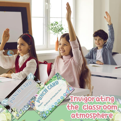 Fumete 400 Pcs Punch Cards for Classroom Reward Cards Behavior Incentive Loyalty Awards for Kids Students Teachers School Business, 8 Styles, 3.5 x 2 in(10 Succulent Punches Style)