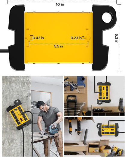 CRST Heavy Duty Power Strip with USB-C,10-Outlet Metal Surge Protector Power Strip with 6FT Cord(2800J),15A Circuit Breaker, Wall Mount, Cord Management, ETL Listed