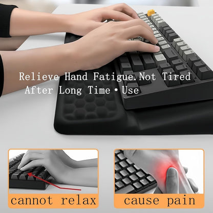 Ergonomic one-Piece Computer Keyboard Stand with Wrist Rest for Desktop Offers Two Support Angles. Silky Lycra Surface and Memory Foam Comfortable Hand Support (Black)