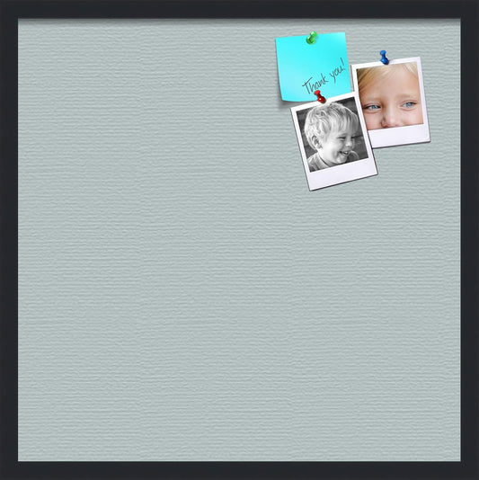 PinPix 24x24 Inch Cork Bulletin Board. This Decorative Framed Pin Board Comes with Soft Blue Design and a Satin Black Frame. Ideal for Home Office Decor or Message Board (PinPix-1814)