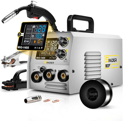 SSIMDER 3 in 1 MIG Welder Flux Cored/Lift TIG/Stick Welding Machine 110V 220V 140A Flux Core Welder with 1lb Welding Wire IGBT Inverter For Metal DIY Projects Auto Repair Home Maintenance