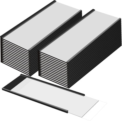 Gueevin 50 Pcs Magnetic C Channel Label Holders 3 x 8 Inch Label Holders Magnet Name Plate with Paper Inserts and Clear Plastic Protectors for File Cabinet Shelf Toolbox Drawer