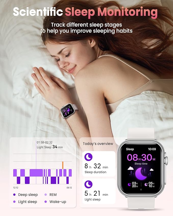 Smart Watches for Women Reloj Inteligente: Smartwatch with 30Day Battery Life Heart Rate SpO2 Sleep Monitor Bluetooth Calls IP68 Waterproof Fitness Tracker watch Running Yoga for iPhone Android 2Bands
