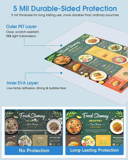 KTRIO Laminating Sheets 5 Mil, Hold 8.5 x 11 inches Sheet, 200 Pack Clear Thermal Laminate Pouches for Laminator, 9 x 11.5 inches Lamination Sheets, Home Office School Supplies