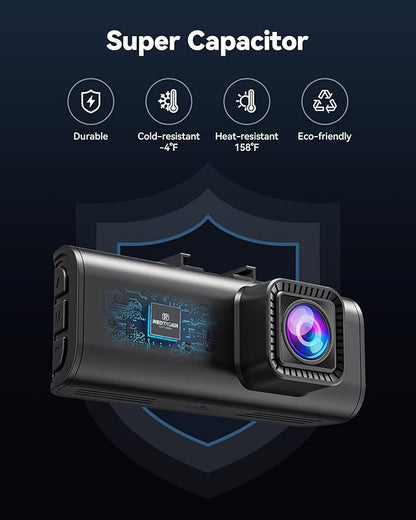 REDTIGER 4K STARVIS 2 Dash Cam Front and Rear, 5GHz WiFi 20MB/s Download, 128GB Card Included, Voice Control, Dash Camera for Cars with 3.18" Touch Screen, GPS, Loop Recording, Parking Mode(F7N Touch)