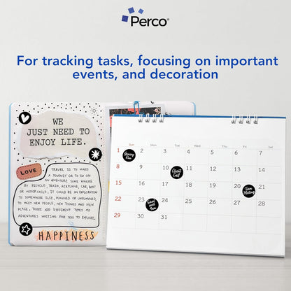 Perco Black 1-Inch Round Circle Dot Sticker Labels with Easy Peel Perforation - 1,000 Labels per Roll - Strong Adhesion, Vibrant Colors for Organizing, Crafting & More - Made in USA