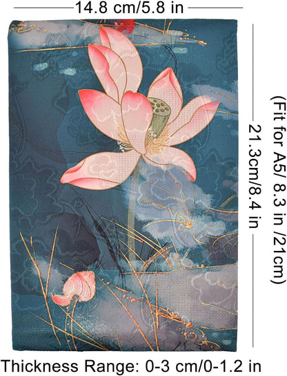 BLBMH A5 Book Covers for Paperbacks Book Cover Fit for 5.5x8.3 inch Adjustable Book Sleeve Cover for A5 Diary Books Fabric Softcover Protector for Notebook - Lotus A