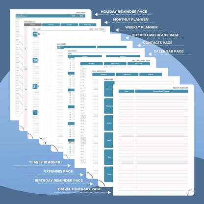 Weekly Monthly 2026 Planner (Jan.26-Dec.26),11.5"x8.5",12 Months Agenda Plan with Month Tabs & Pocket,Expenses/Note Pages, Appointment Book Calendar with Hardcover Vegan Leather Cover,Blue