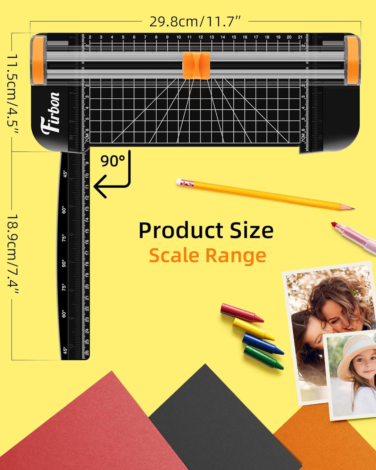 Firbon Black A5 Paper Cutter, Straight Small Paper Trimmer with Side Ruler for Scrapbooking Craft, Paper, Coupon, Label, Cardstock