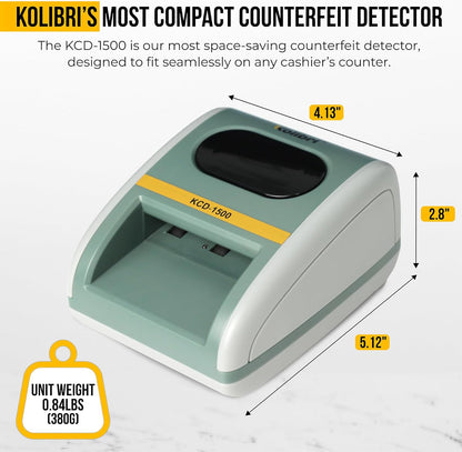 Kolibri KCD-1500 4-Way Orientation USD Counterfeit Money Detector and Bill Value Reader with UV, MG and IR Detection for Small Businesses (Battery not Included)