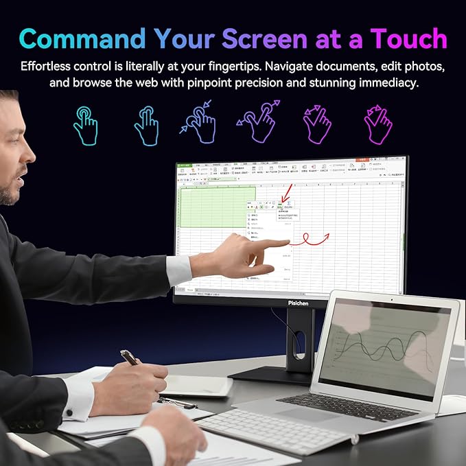 Curved 27 Inch Touchscreen Monitor, QHD 2K 2560x1440 85Hz Computer Monitor, 99% sRGB, Built-in Adaptive Sync, with Display Port HDMI, Eye Care, VESA