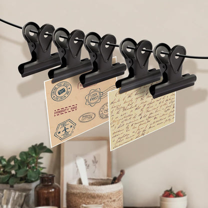 SIAMESE Bulldog Clips, 8 Pcs Binder Clips for Office & Kitchen, Multi-Purpose Binder and Food Bag Clamps for Sealing, Storage, Hanging (Black)