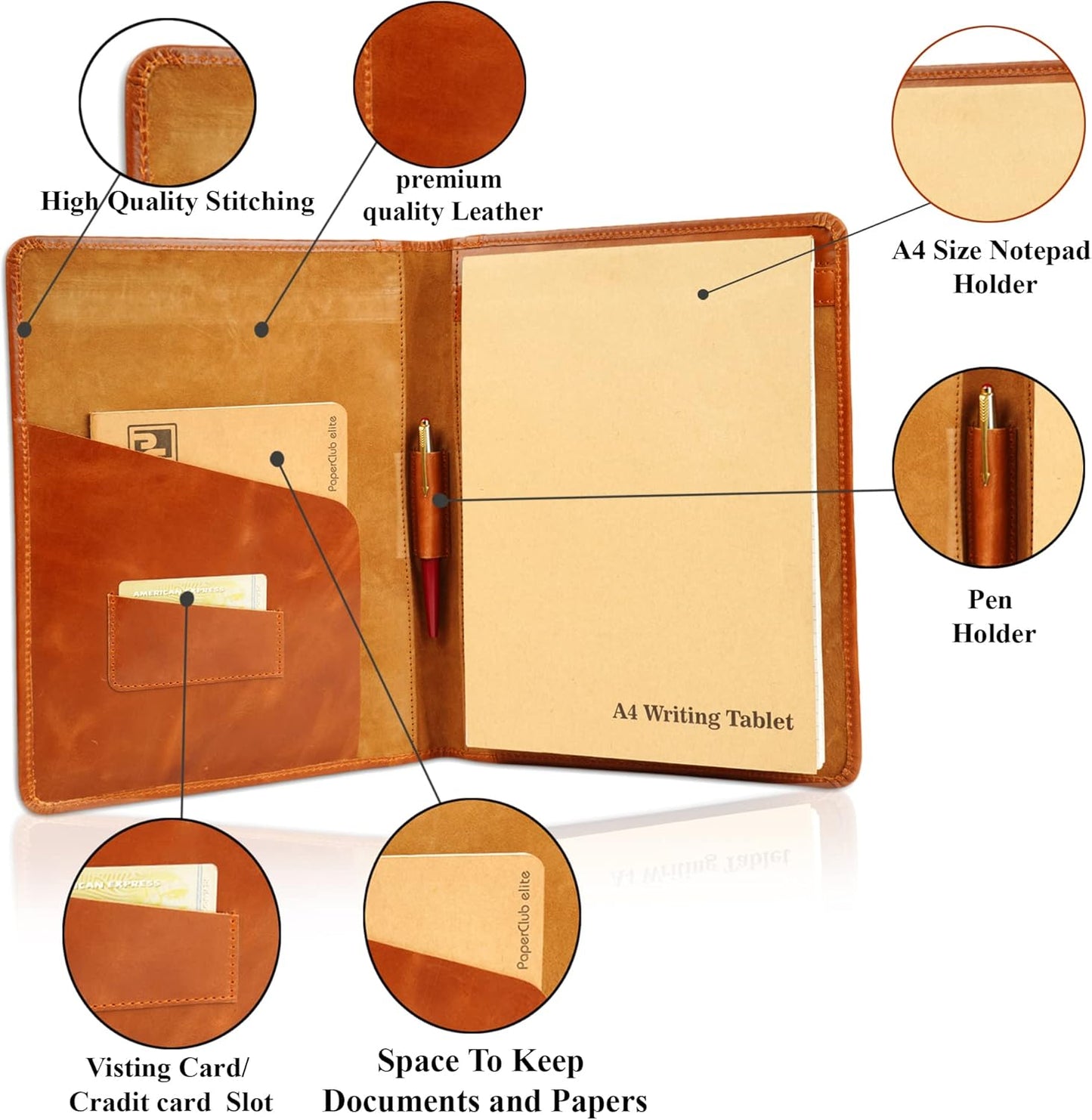 Heavy Duty Buffalo Leather Legal Pad Portfolio | Handmade Executive Notebook Binder Portfolio | Professional Padfolio Organizer | Business Gift for Men and Women : Brown
