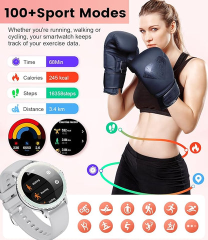 LIGE Smart Watches for Women (Answer/Make Call) 1.27” TFT Smartwatch,300mAh/IP68 Waterproof Fitness Tracker Pedometer 111 Sport Modes for Android iOS,Sliver