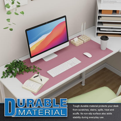 K KNODEL Large Office Leather Desk Mat, Mouse and Keyboard Pad, Computer and Laptop Mat, Desktop Protector and Cover, Writing Pad and Blotter (35.4"x17", Purple)