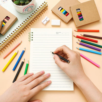 576 Pcs/ 48 Boxes Mini Drawing Class Colored Pencils Bulk for Kid 3.5 Inch Back to School Supplies Portable Short Fat Per Set 12 Different Color with Sharpener Eraser Coloring Pencils
