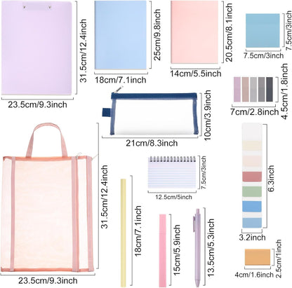 54 Pieces Aesthetic School Supplies Including Pastel Highlighters Document Bags Pencils Notebooks Pencil Pouch Ink Pens Sticky Notes Erasers Back to School Stationary Kit Supplies(Macaron Color)