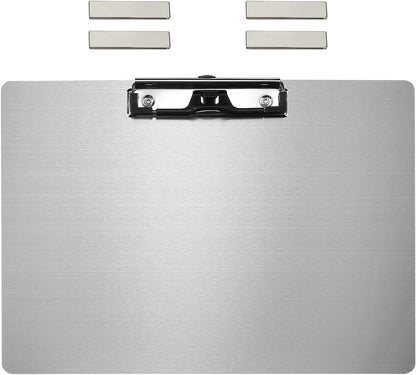 Stainless Steel Magnetic Clipboard with Pen - Multiple Sizes, Magnetic Design, Essential for Office and Home (9.2 x 12.5 Inches (Landscape Orientation))