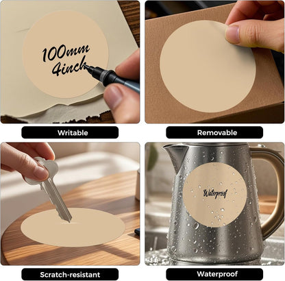 300 PCS Circle Stickers 4 Inch Kraft Vinyl Floor Dots Sticker Removable Self-Adhesive Colored Large Round Label Roll for Marking Inventory Organizing Classroom Line Up Spots