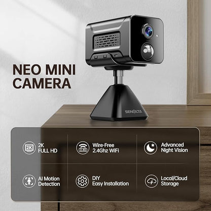 Hidden Camera – 2K HD Wireless Security Camera with Video, Mini Indoor Cameras for Home Security, AI Motion Detection, Night Vision, Built-in Siren, 60-Day Battery Life, Nanny cam, pet Camera