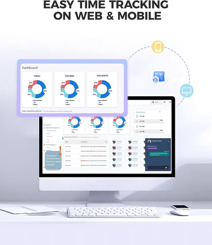 NGTeco Time Clock Cloud-Based, TC4 Fingerprint Time Clocks for Employees Small Business, 2.4G WiFi Customization Rule Clock in Machine with Remote Control Software ＆ iOS/Android App, No Monthly Fee