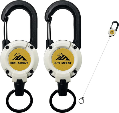 Retractable Keychain Heavy Duty 2Pack, Multitool Carabiner Badge Holder, Retractable Keychain Clip Id Holder, Upgraded 58cm Stainless Steel Cord White