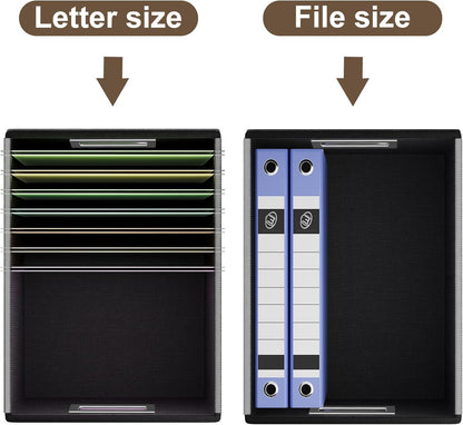 Huolewa File Organizer Boxes with Lids, Collapsible Faux Leather Hanging File Folder Box Organizer with Plastic Slide, Decorative Home/Office Filing System Boxes for File and Folders Storage