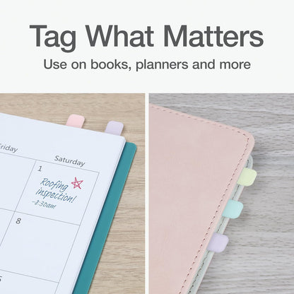 Redi-Tag Write-On Tabs, Permanent Adhesive Index Tabs, Assorted Pastel Colors: Pink, Purple, Blue, Teal, Green, 1" x 7/16", 130 Pack (1009306)