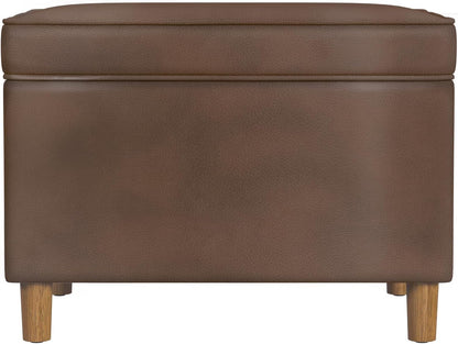 Home Decor | Dinah Collection Modern Storage Ottoman | Ottoman with Storage for Living Room & Bedroom(Brown Faux Leather)