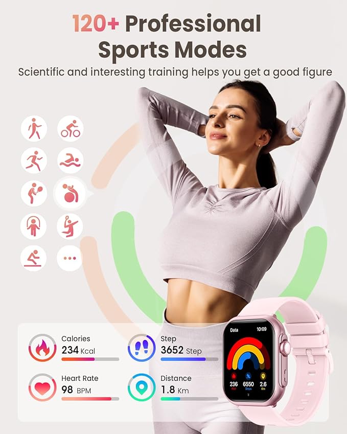 RUXINGX Smart Watch for Women Men Fitness: Sleep Tracking, Bluetooth Calls, 120+ Sports Modes, IP68, 2 Bands 30-Day Battery Life