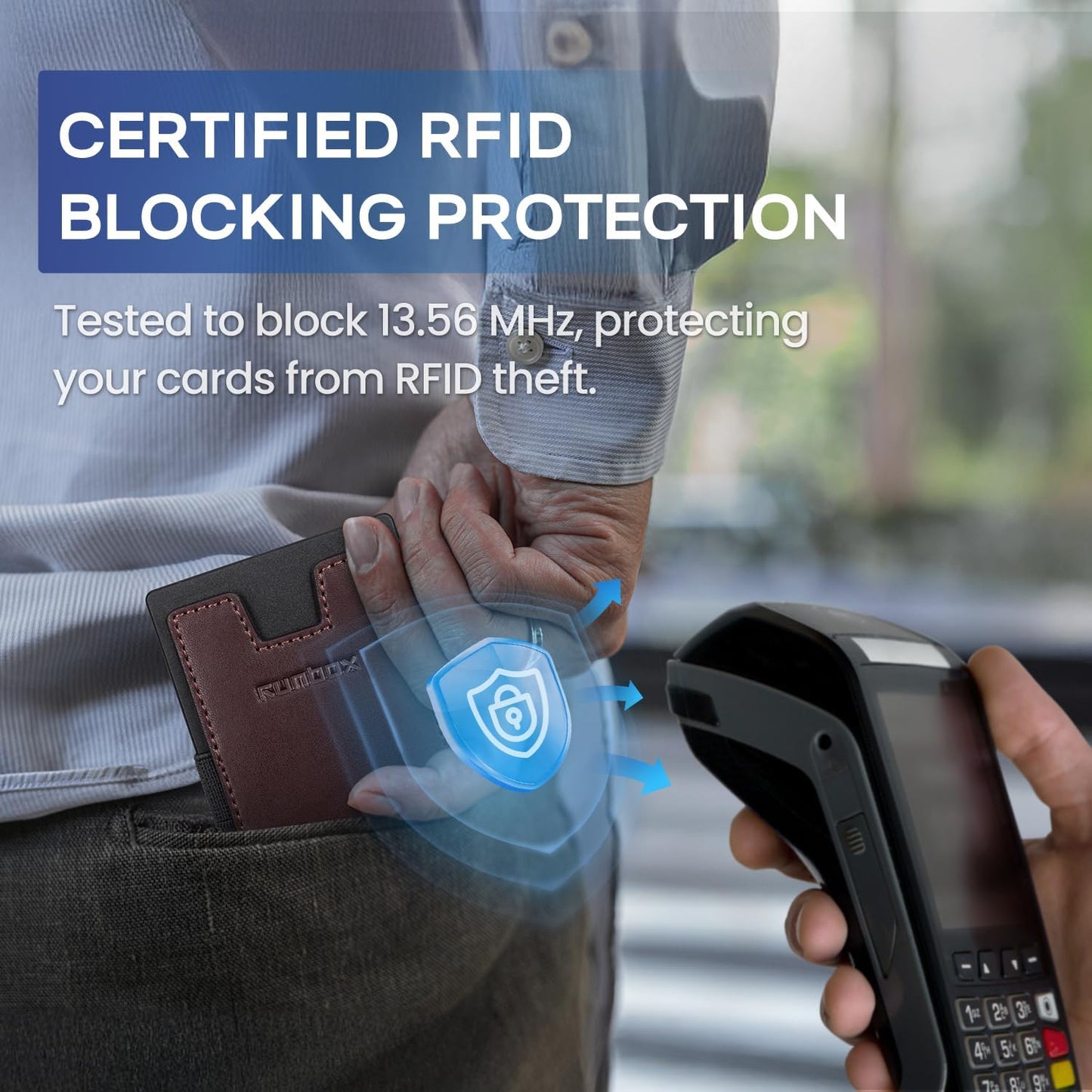 Slim Card Holder Wallet for Men, Minimalist RFID Blocking Wallet with Pop Up Function, Ultra-Thin Design, Metal Business Card Cases holds 12+ Cards, Gifts for Men, Men's Accessories