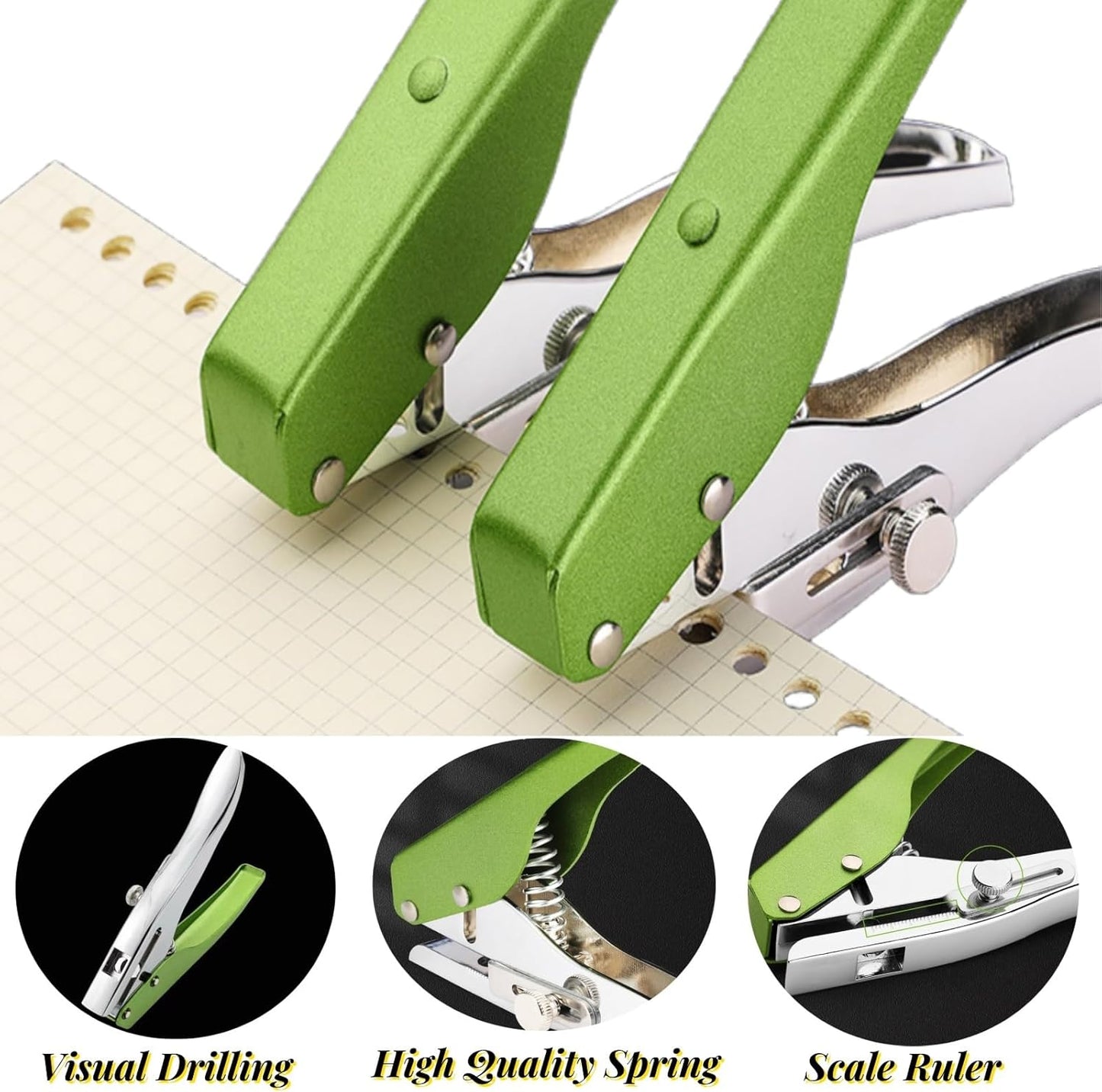 Hole Punch, Heavy Duty Hole Puncher Single Hole Punch Handheld Paper Punch Hole Puncher Single Small Hole Punch One Hole Punch for Paper Crafts Cards Tags Scrapbook- 1/4 inch-6mm