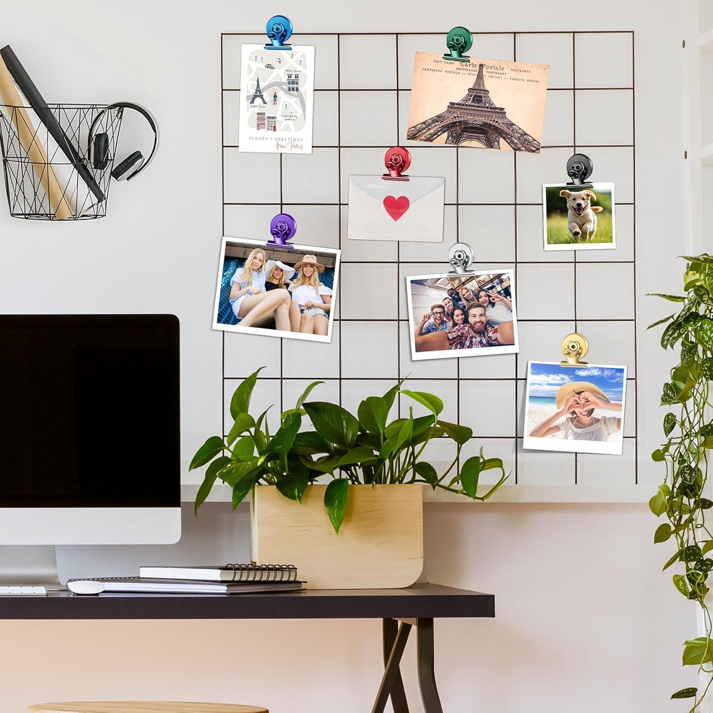 FINDMAG 20 Pack Fridge Magnets Refrigerator Magnet, Heavy Duty Refrigerator Clips, Whiteboard Magnets, Scratch Free Metal Clips for Whiteboard, Fridge, Kitchen, Office