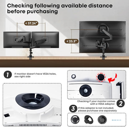 PUTORSEN 17-49 inch Premium Aluminum Heavy Duty Dual Monitor Arm for Ultrawide Screens up to 44lbs, Vertical Stacked Dual Monitor Desk Mount, Full Motion Dual Vertical Monitor Mount, VESA 75/100,Black