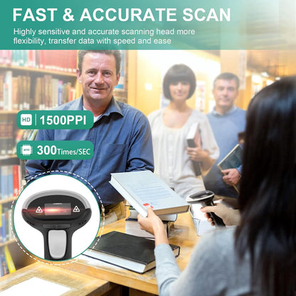 Barcode Scanner, USB Handheld QR Code Scanner Wired Connection 1D 2D&PDF417 Data Matrix Automatic Barcode Reader Plug and Play Bar Code Scanners for Store Supermarket Warehouse Library