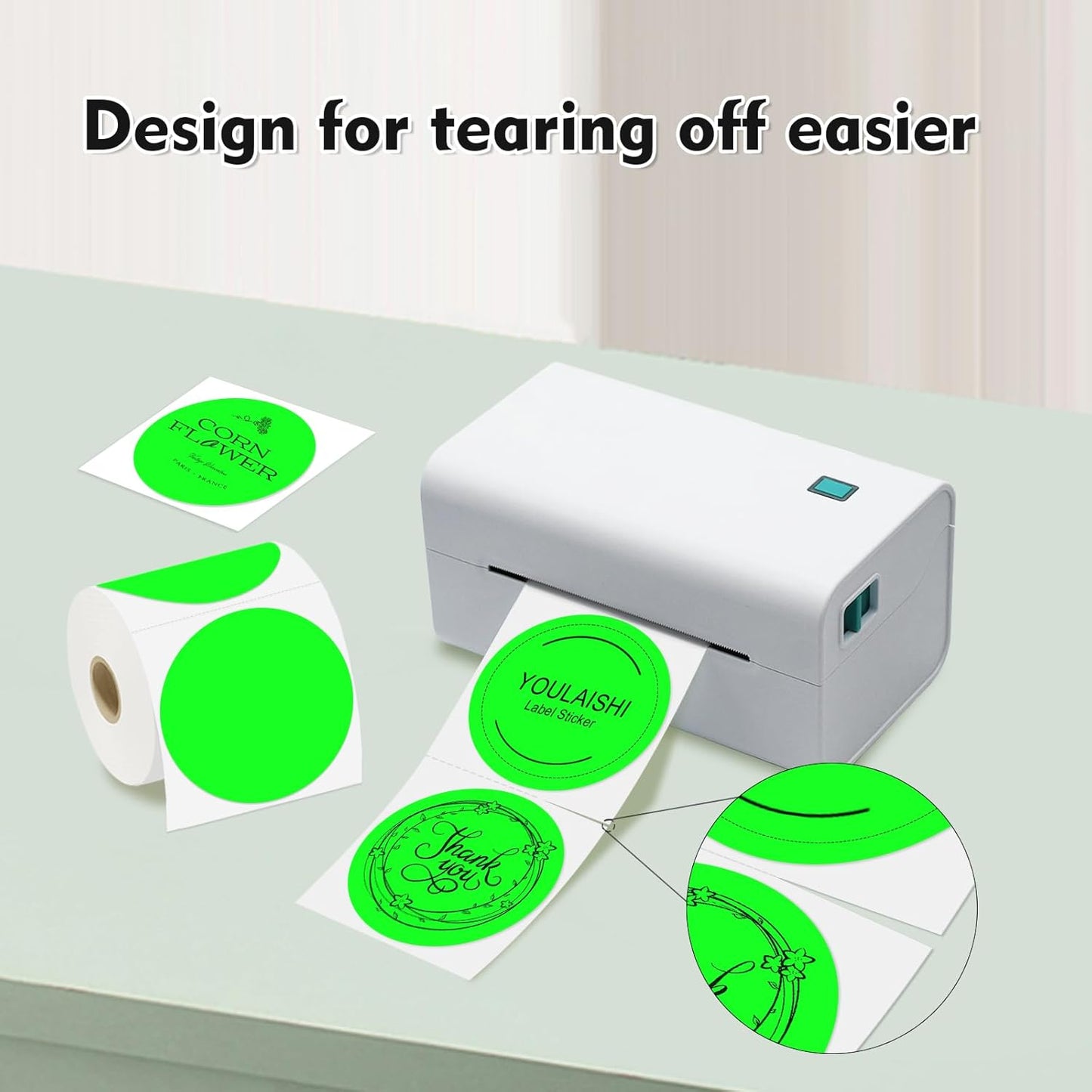 3 X 3 Inch Color Coding Dot Labels Circle Thermal Printable Waterproof 500 Pcs Round Stickers Adhesive Writable for Office, Home, Garage, DIY Sticker, Barcodes, Name Tag, Fluorescent Green