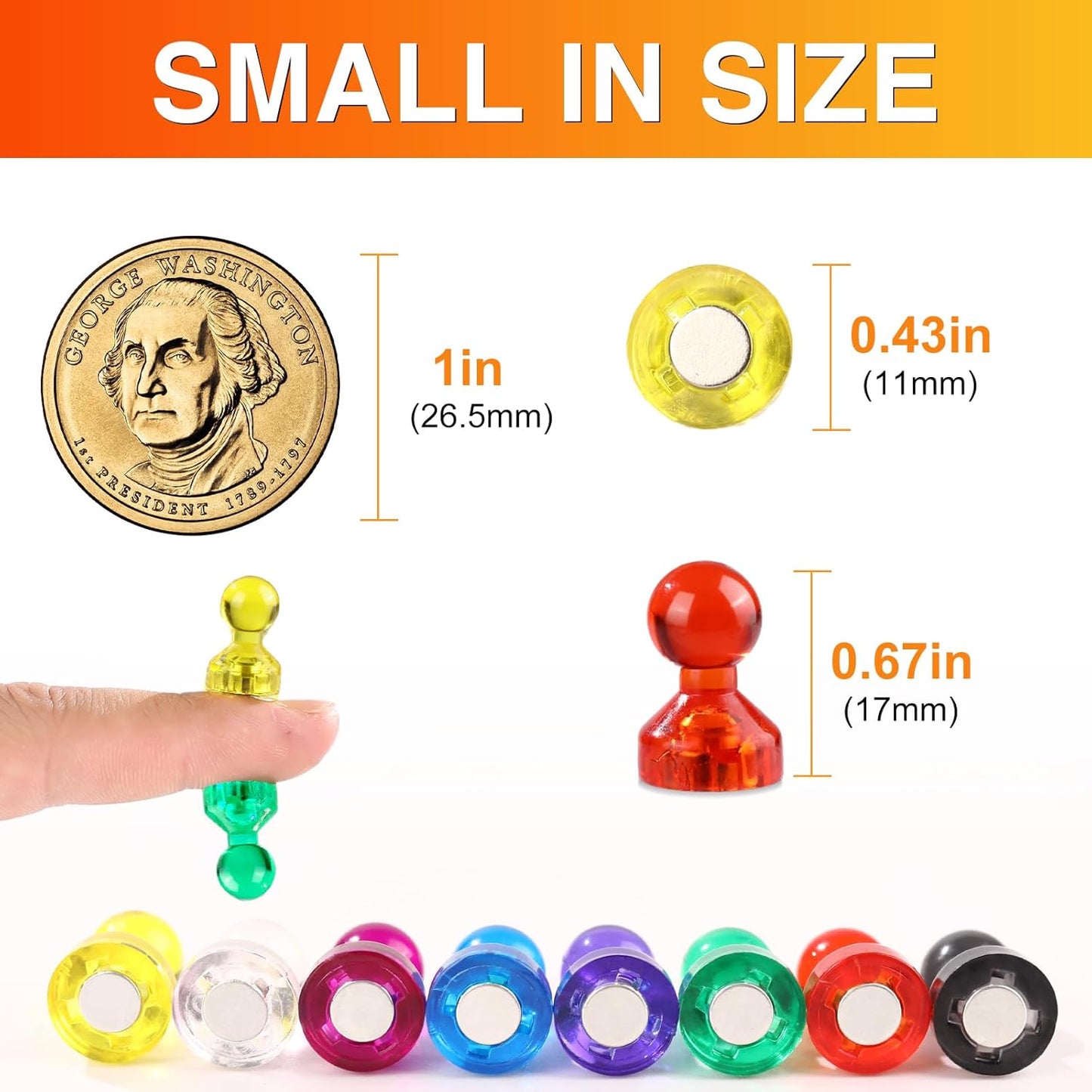 MIKEDE Refrigerator Magnets - 8 Colors Neodymium Fridge Magnets for Adults, Colorful and Practical Small Magnets for Whiteboard, Strong Push Pins for Office, Map - 120 Pack