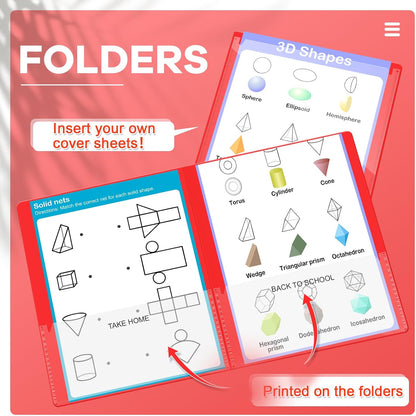 Henoyso 12 Pcs Folders Take Home Heavy Duty 2 Pocket Homework Folders with Clear Front Pockets for Elementary Students Parent Teacher Communication (Red)