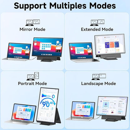Portable Monitor 24" 100Hz for Work Home Office Game, 1080P FHD IPS Laptop Screen Extender with Rotating Stand & VESA, Laptop Monitor Extender USB-C HDMI Plug-Play for Mac Windows PS Switch Xbox Phone