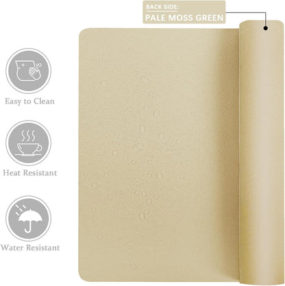Aothia Double-Sided PU Leather Desk Pad - Non-Slip Large Mouse Pad & Desk Mat for Office, Home - Waterproof, Easy to Clean, Durable Dual-Sided Surface (Sand Beige, 23.6" x 13.7")