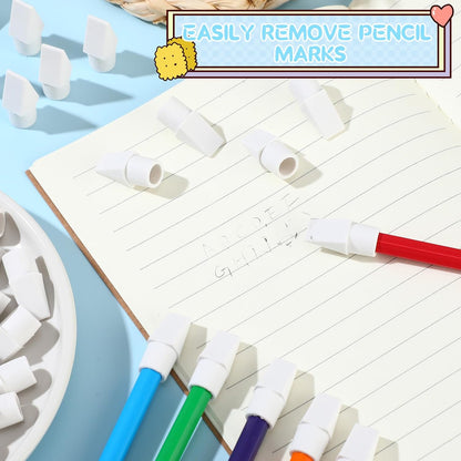 Crtiin 1000 Pcs Pencil Top Erasers Bulk Caps for Pencils Chisel Shape Erasers Toppers Classroom Party Favors Games Prizes Funny Pencil Eraser Cap for Kids Studying Supplies Home Office(White)