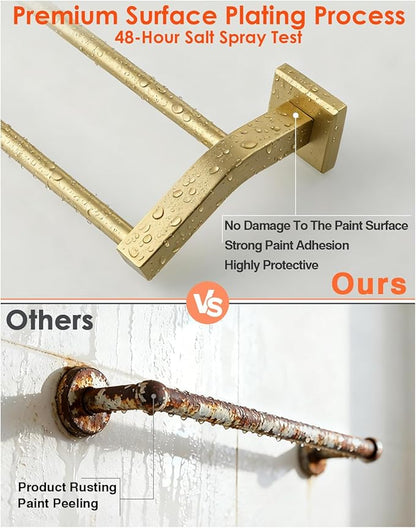 Alise Bath Double Towel Bars Towel Racks for Bathroom,Wall Mount Towel Holder Heavy Duty SUS304 Stainless Steel Towel Hanger Rail,GK9800-G Gold Finish 32-Inch