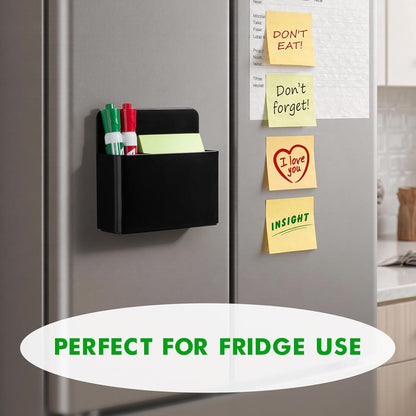 2 Pcs Magnetic Dry Erase Marker Holder for Whiteboard, Plastic Magnetic Pen Holder for Refrigerator Fridge, Magnet Pencil Cup for School Classroom, Locker Accessories, Pen Cup Organizer-Black