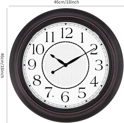 18 Inch Lighted Wall Clock Outdoor Clocks with Smart Light Sensor Battery Operated Wall Clocks with Night Light, Waterproof Wall Clock for Patio, Garden, Porch, Living Room, Home, Office