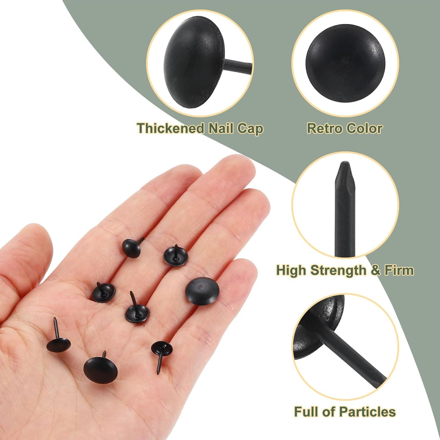 uxcell 50 Pcs Upholstery Tacks, 9 x 13mm Round Head Upholstery Nails Pins Vintage Decorative Furniture Tacks for Chairs Sofas Beds DIY Project, Black