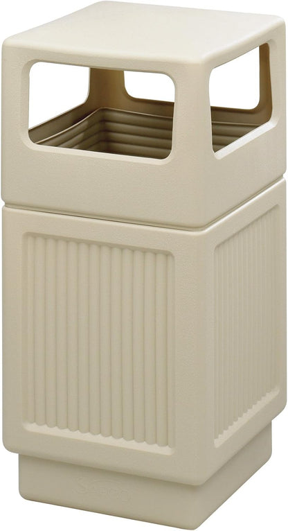 Safco Canmeleon Trash Can, 38 Gallons, Indoor and Outdoor Use, Durable & Weather-Resistant Commercial Garbage Can, Tan