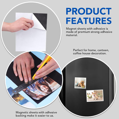 DIYMAG Magnetic Adhesive Sheets, |4" x 6"|, 40 Pack Cuttable Magnetism Sheet, Flexible Magnet with Adhesives for Crafts, Photos, Easy Peel and Stick