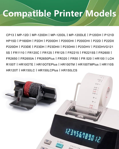 5 Packs IR40T Calculator Ink Roller Printer Ribbon IR-40T CP13 MP-12D PR-42 IR-40T, Black & Red Compatible with Casio HR-100TM HR-150TM HR-170RC, Sharp EL-1750V EL-1801V