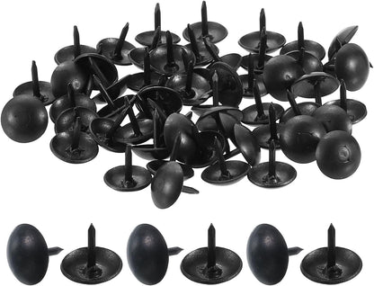 uxcell 100 Pcs Upholstery Tacks, 9 x 9mm Round Head Upholstery Nails Pins Vintage Decorative Furniture Tacks for Chairs Sofas Beds DIY Project, Black